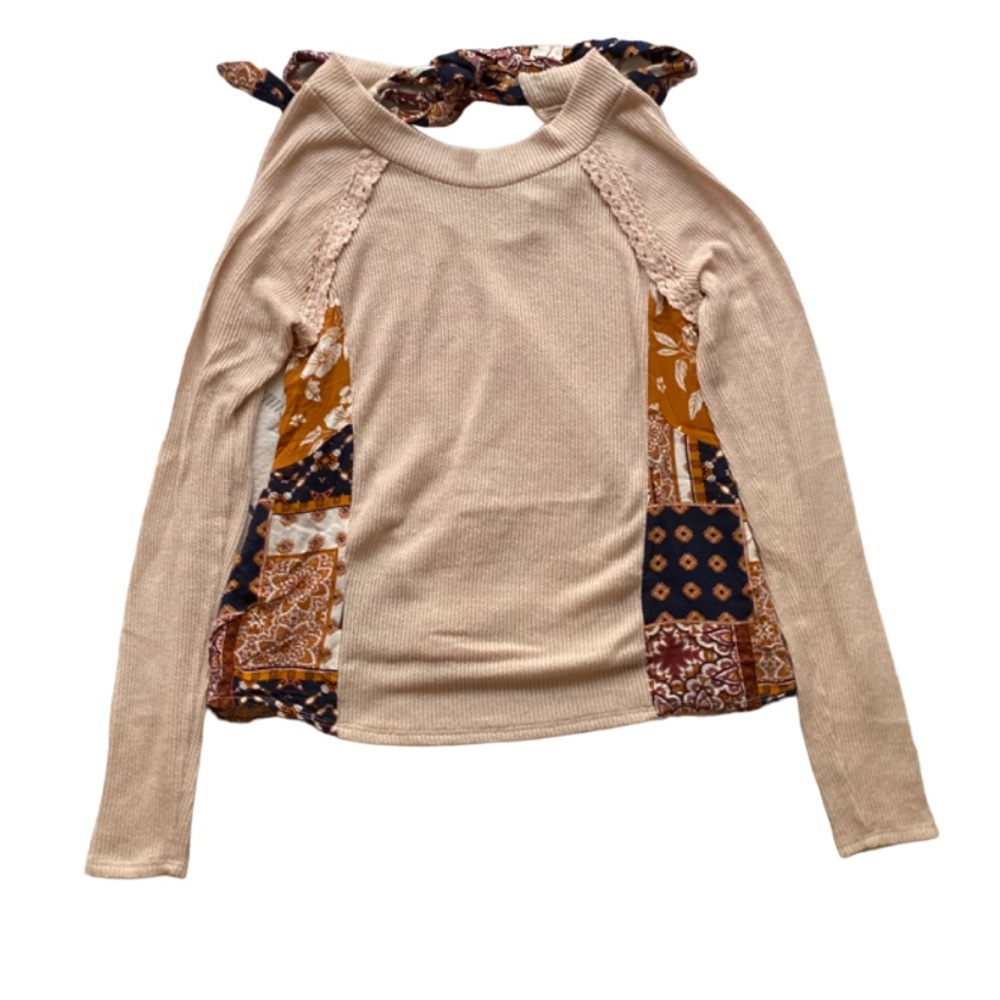 Women's Cream Patchwork Top